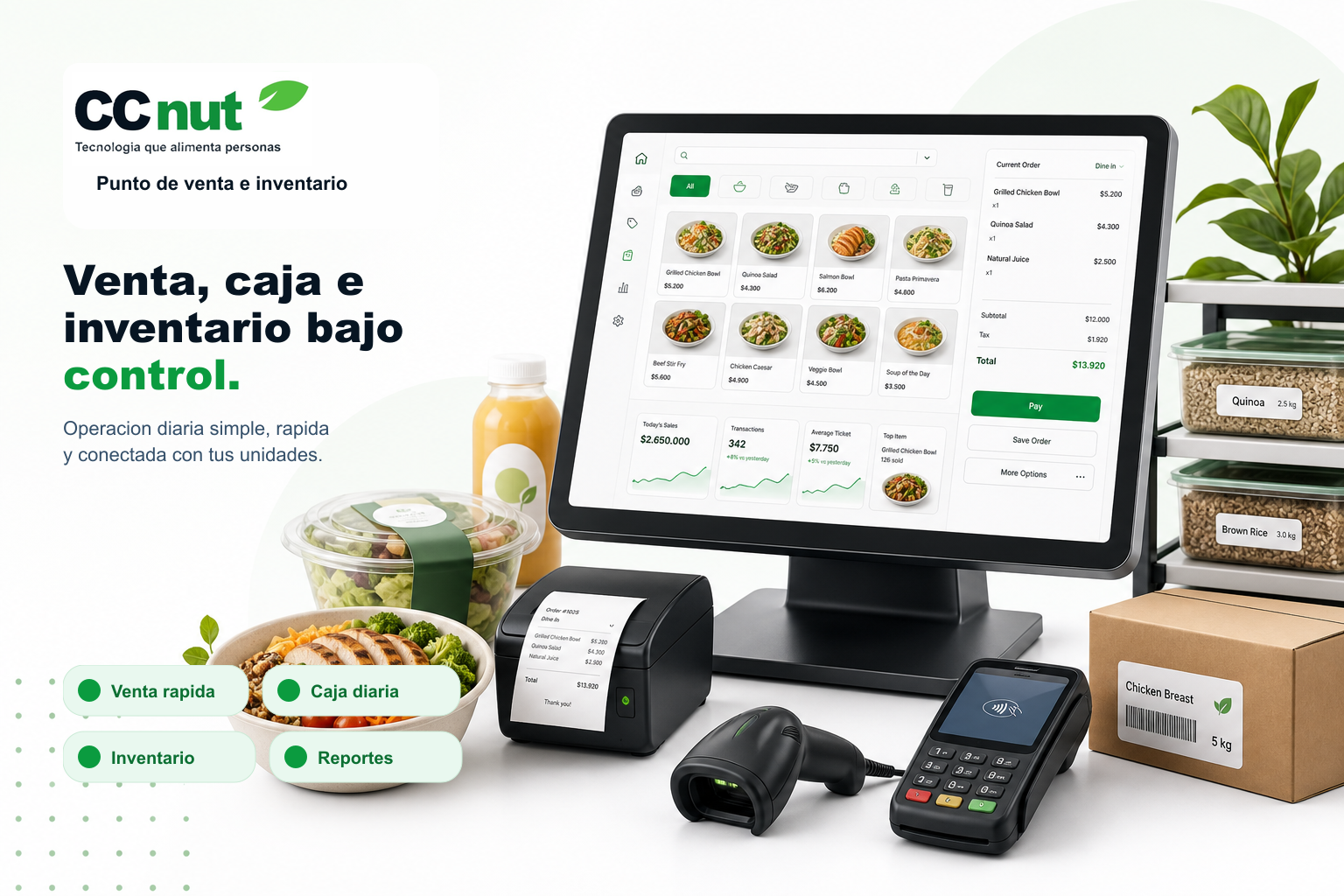 CCnut POS con punto de venta, caja diaria, inventario y reportes