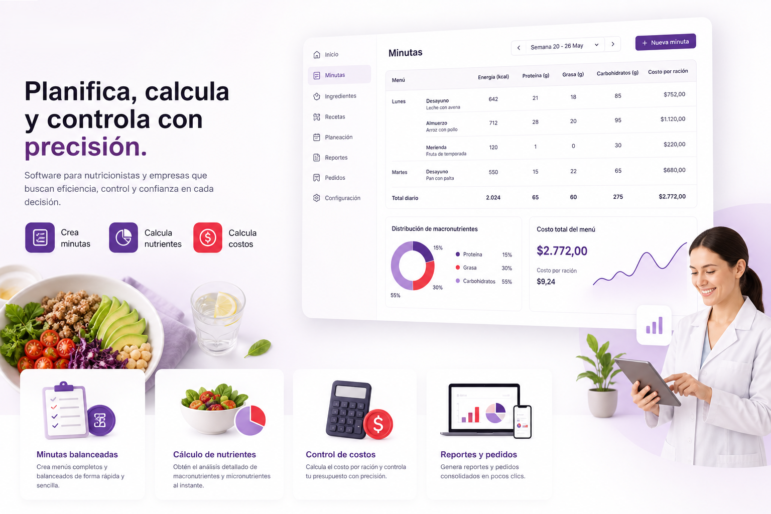 CCNut Planner: planificación, cálculo nutricional, costos y control de minutas